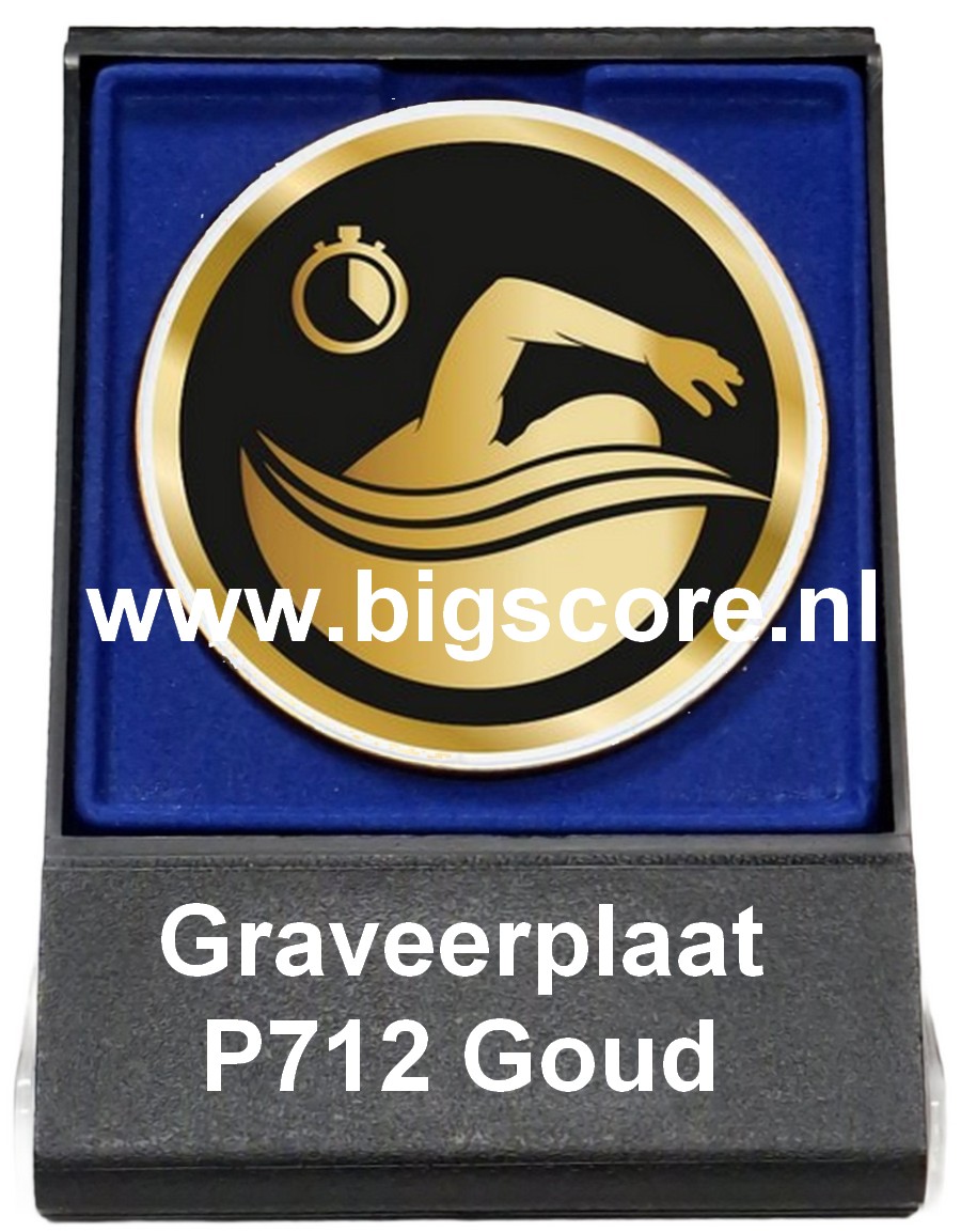 Zwemmen Acryl in medailledoosje Blauw-Zwart G/Z/B